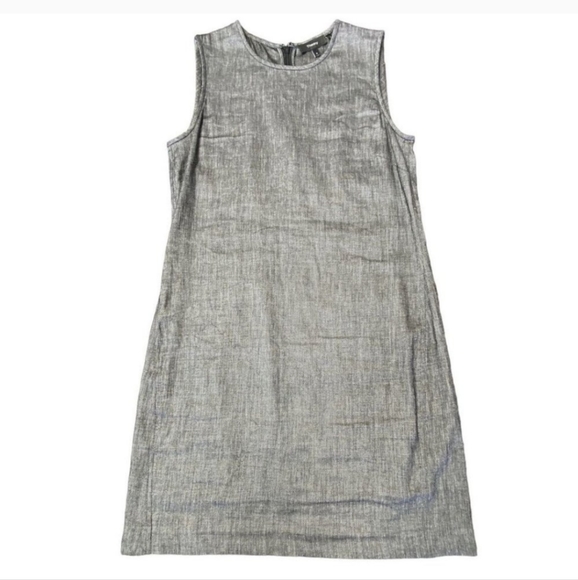Theory dress sz 0 Adraya Linen Shift Mini Grey Gray preppy classic minimalist - Picture 1 of 5